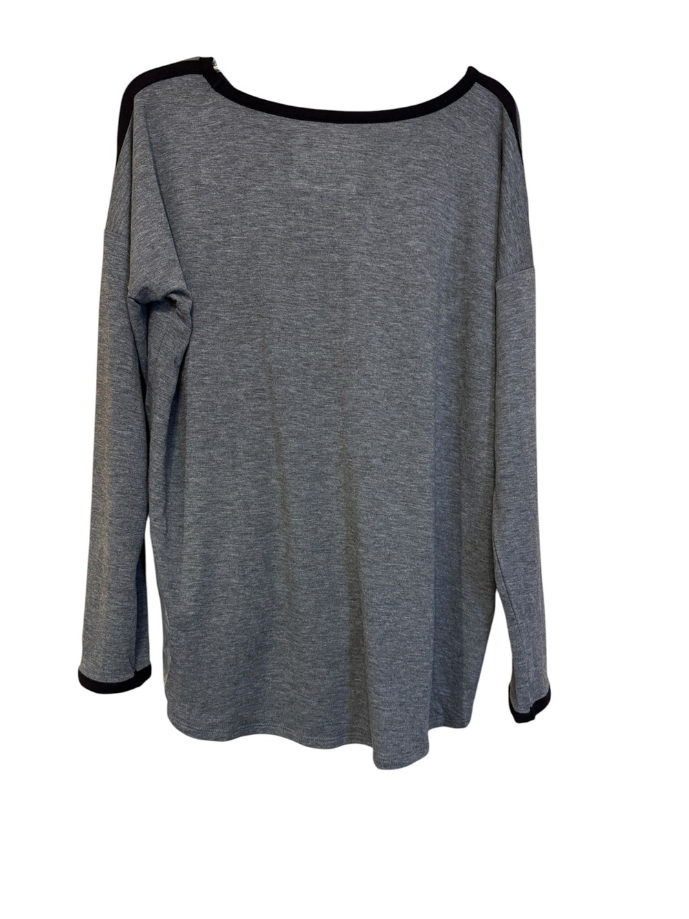 Michael Michael Kors Derby Basics Long Sleeve Logo Top Gray Black Size L NWT - Picture 2 of 8